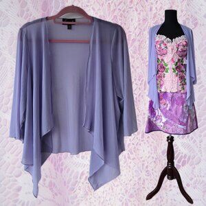 Connected Apparel Lilac Coverup Lavender Open Front Waterfall Cardigan Fairycore